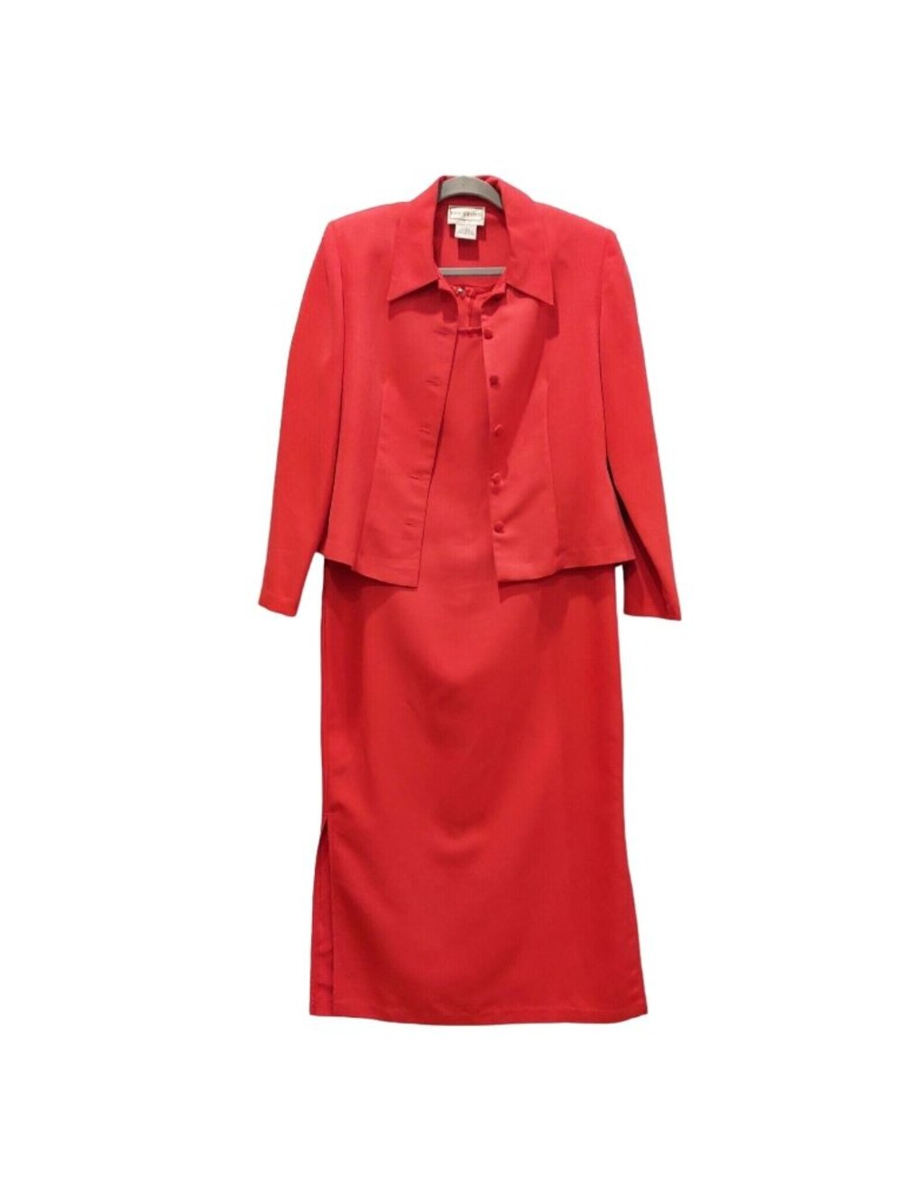 Karin Stevens Jacket Dress set Maxi Size 8 Red career formal wedding feminine